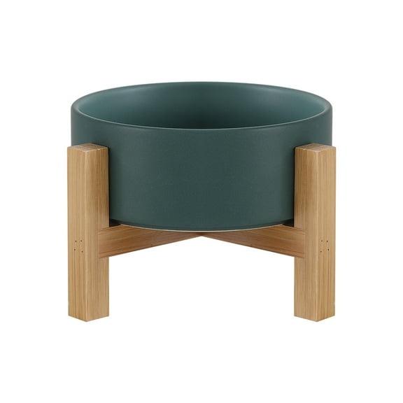 Lionwei Elevated Ceramic Cat & Dog Bowl with Anti-Slip Stand for Pets, White