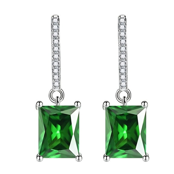 Liora Dangle Earrings for Women Emerald Cut Cubic Zirconia Hook Ginger Lyne Collection