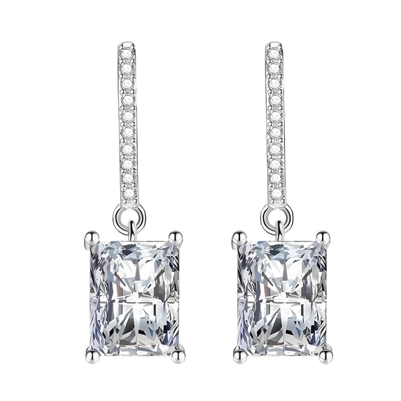 Liora Dangle Earrings for Women Emerald Cut Cubic Zirconia Hook Ginger Lyne Collection