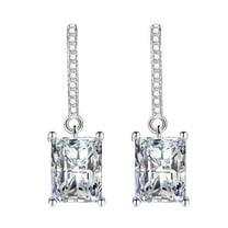 Liora Dangle Earrings for Women Emerald Cut Cubic Zirconia Hook Ginger Lyne Collection