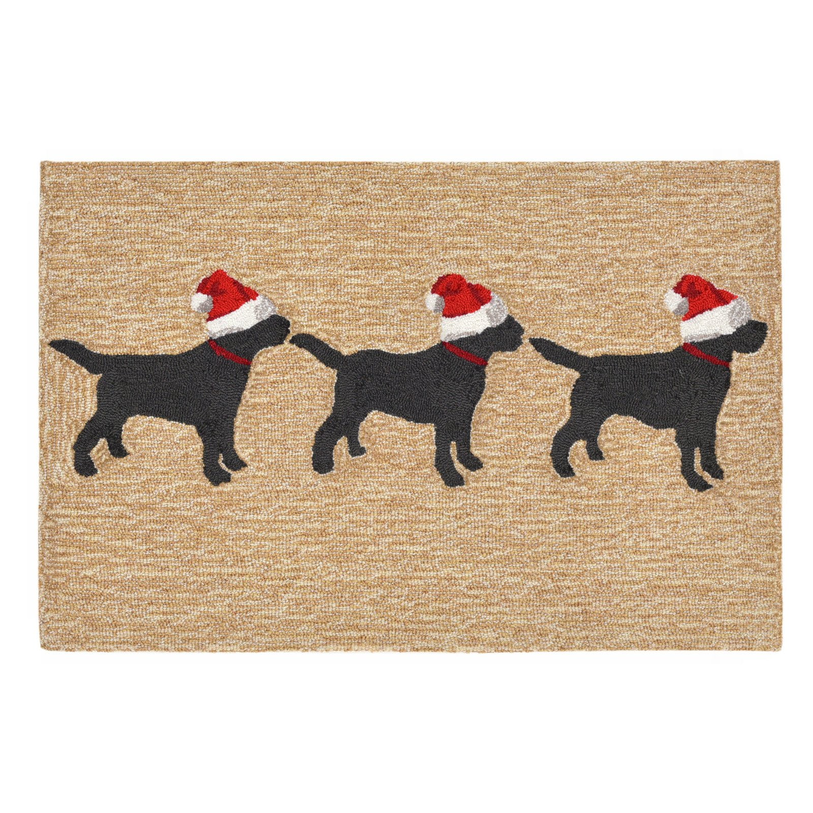 Handmade Black and Beige Tufted Rectangular Holiday Rug