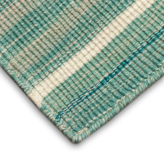 Liora Manne Aruba Indoor Area Rug 100% Wool Aqua Faded Stripe Hand Loomed 5x8