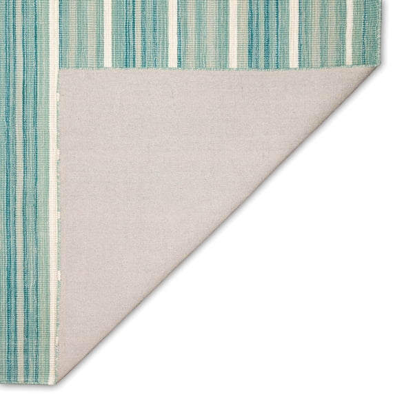 Liora Manne Aruba Indoor Area Rug 100% Wool Aqua Faded Stripe Hand Loomed 5x8