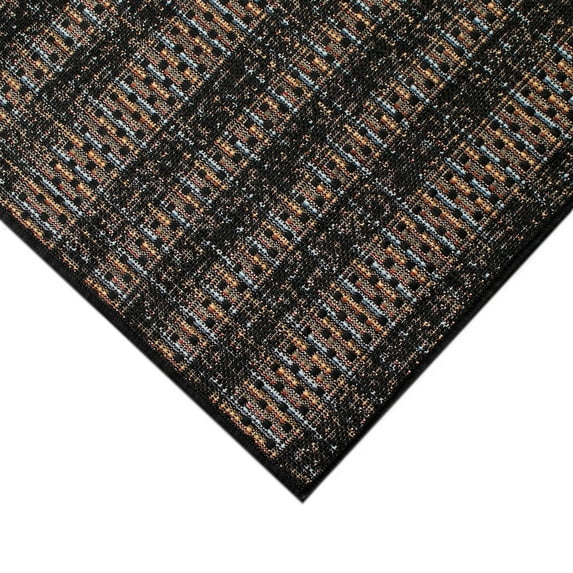 Liora Manne Avena Mosaic Stripe Area Rug Midnight Indoor Outdoor 5x8 ft