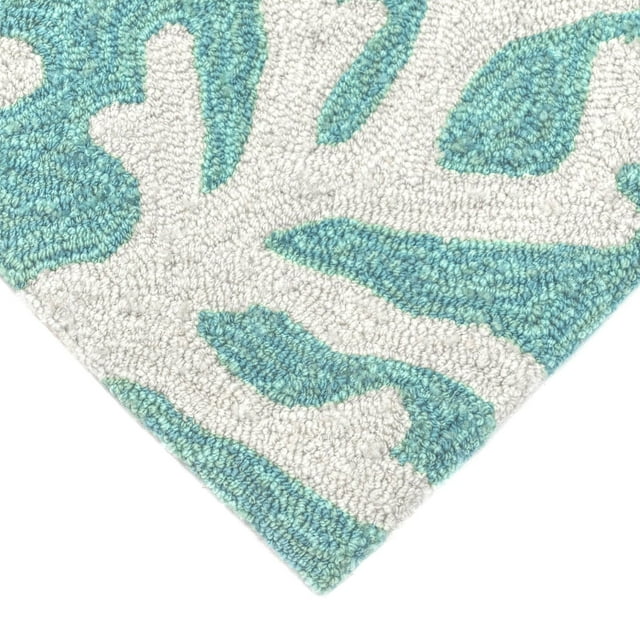 Liora Manne Capri Coral Border Indoor Outdoor Area Rug Aqua - Walmart.com