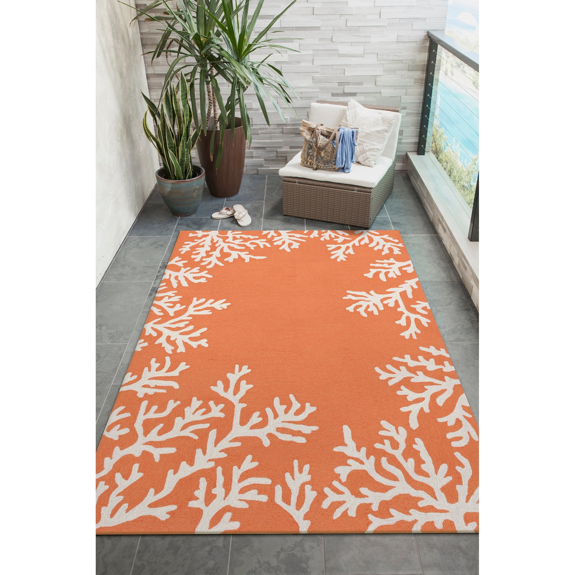 Liora Manne Capri Coral Border Indoor Outdoor Rug