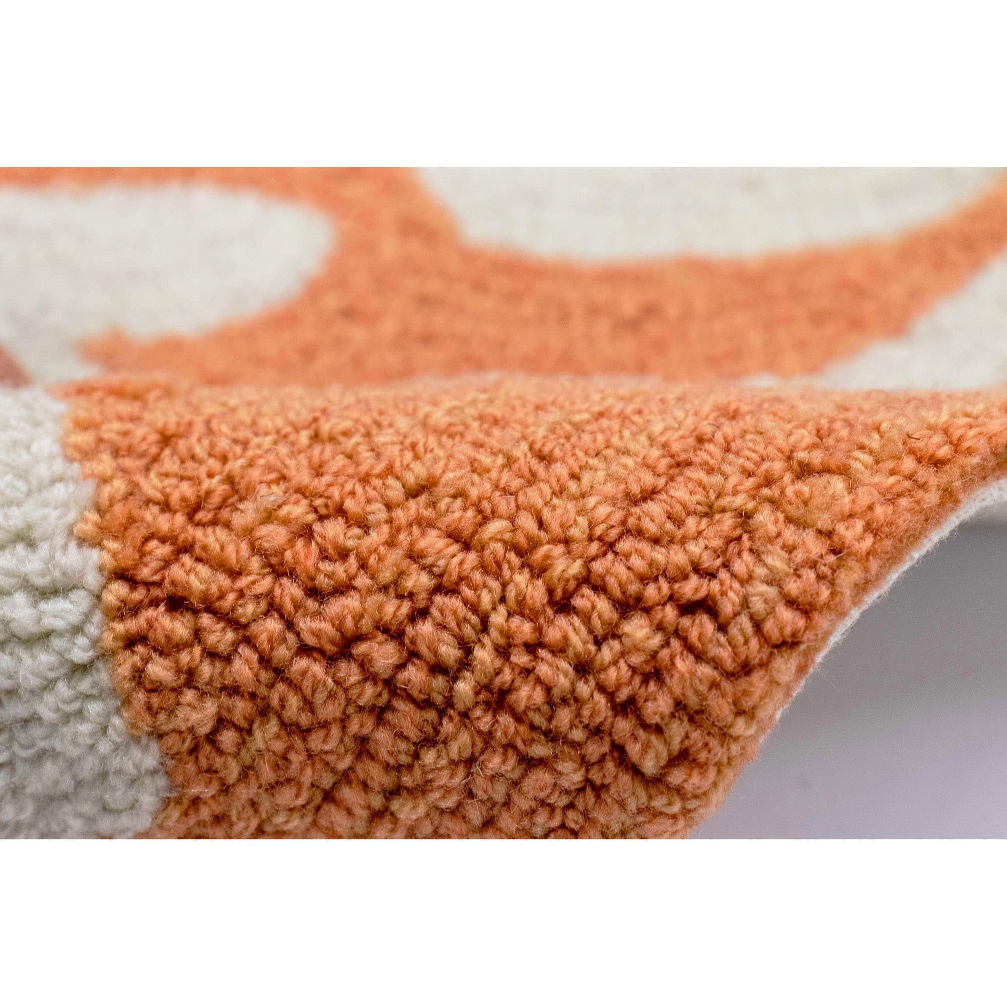 Hand-Tufted Round Orange Synthetic Coral Border Rug