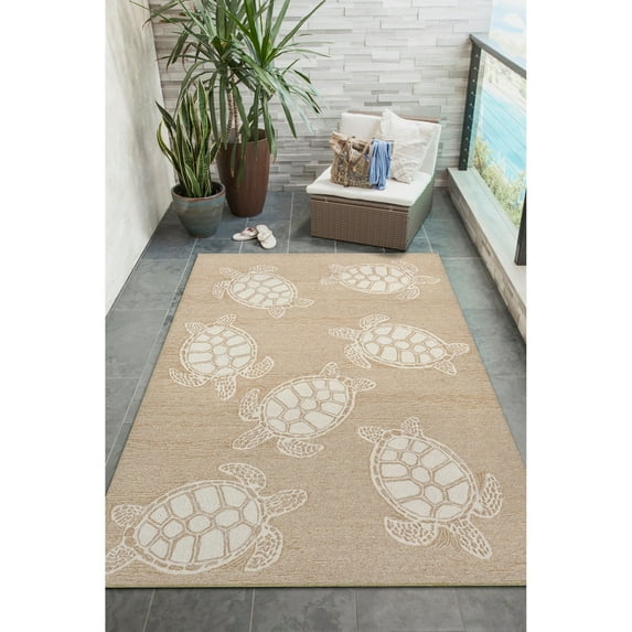 Liora Manne Capri Indoor Outdoor Area Rug Neutral Tan Turtles Weather Resistant