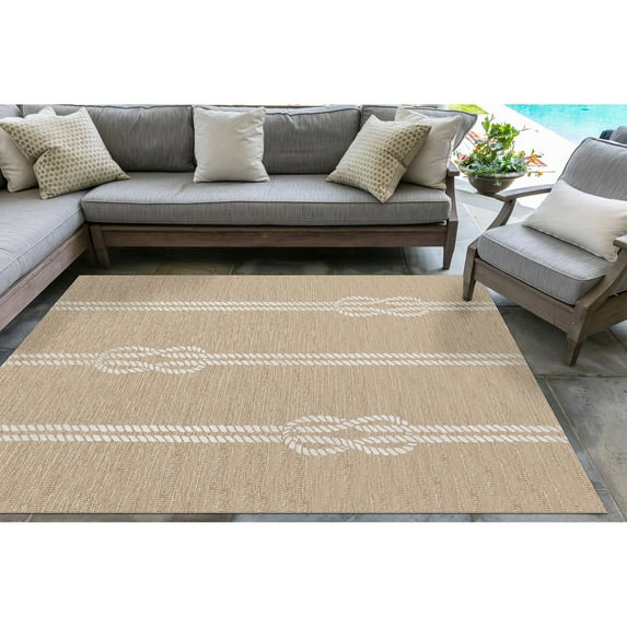 Liora Manne Capri Ropes Indoor Outdoor Area Rug Neutral 5x7 Hand Tufted Weather Resistant