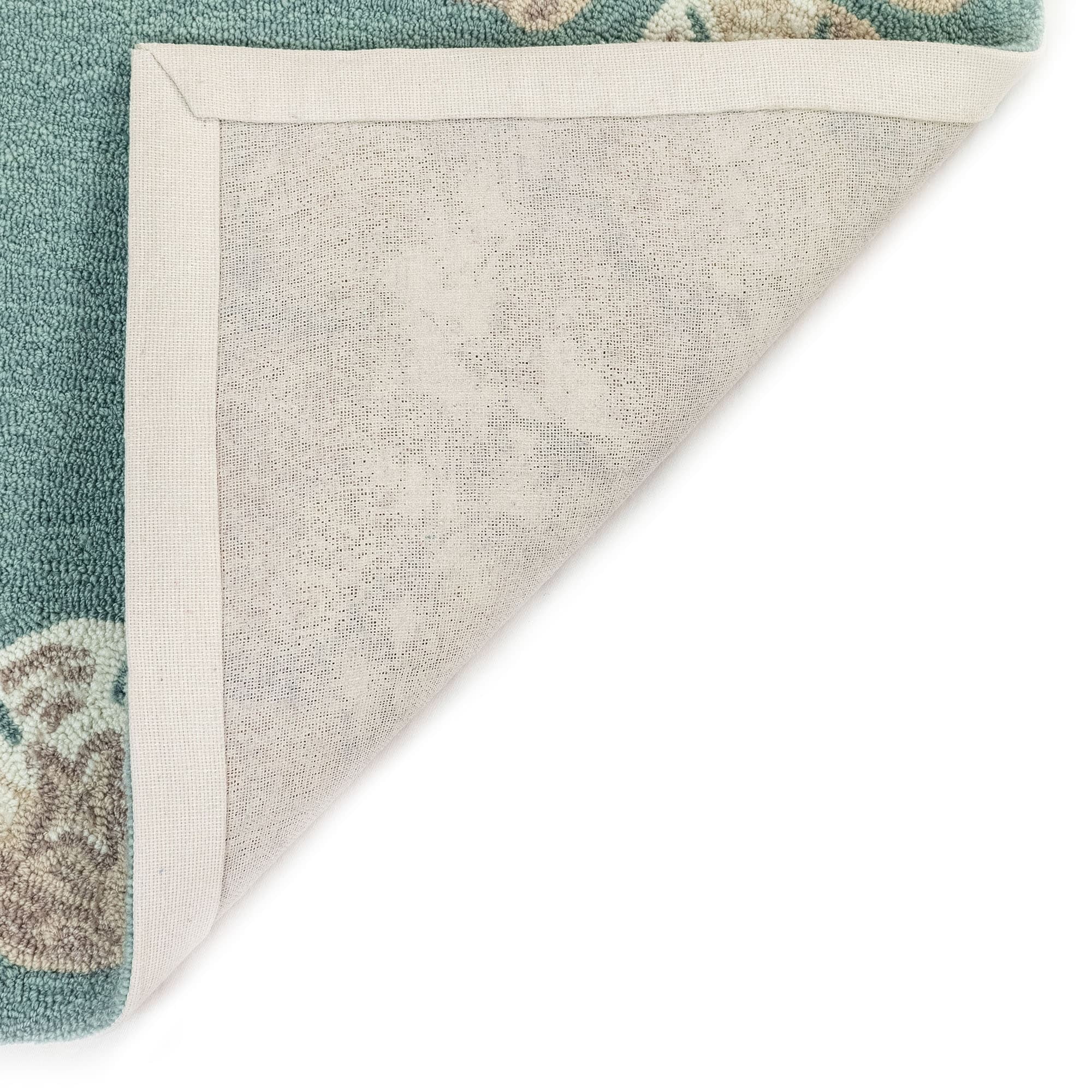 Capri Seashell Aqua Hand-Hooked Rectangular Area Rug
