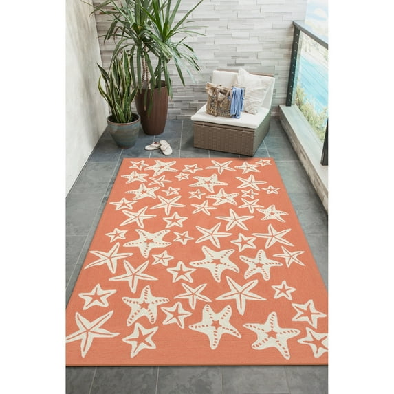 Liora Manne Capri Starfish Area Rug Coral Indoor Outdoor Weather Resistant 5x8