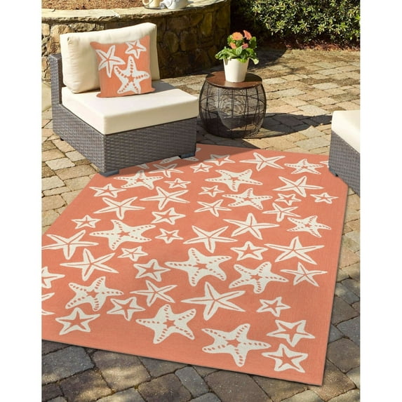 Liora Manne Capri Starfish Area Rug Coral Indoor Outdoor Weather Resistant 5x8