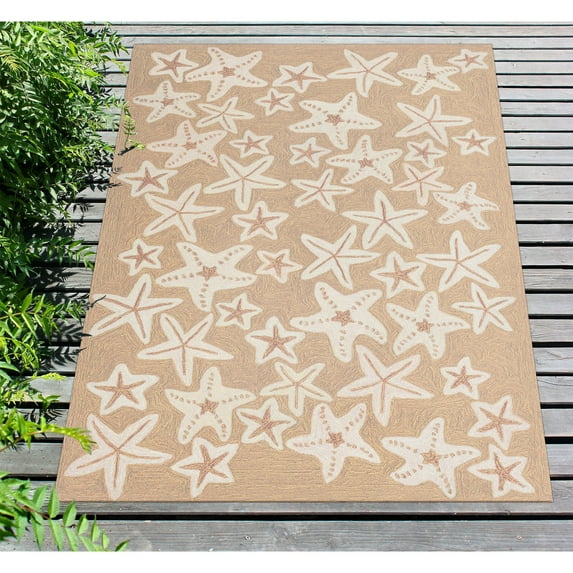 Liora Manne Capri Starfish Area Rug Neutral Hand-Tufted Indoor Outdoor 5x8