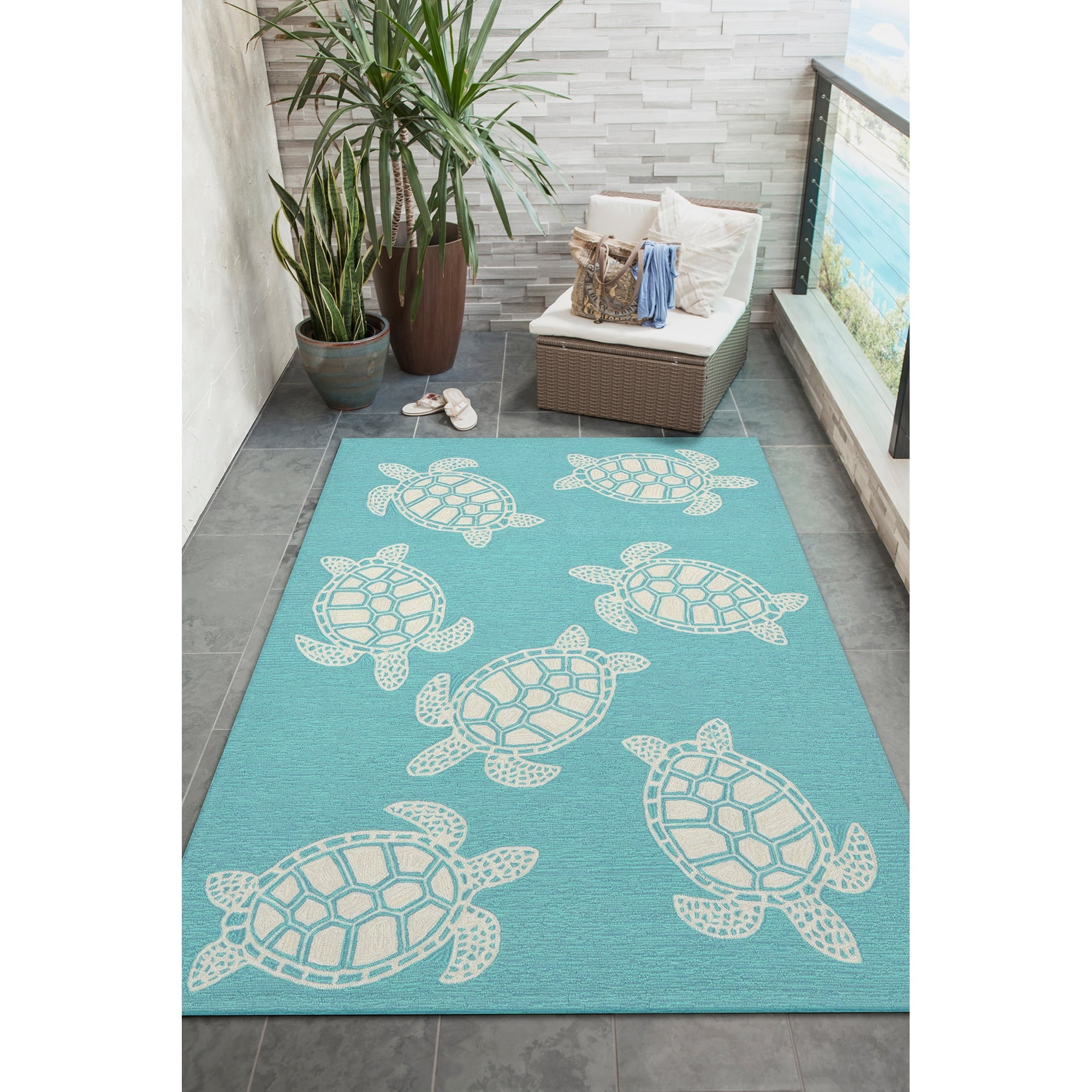 Turtle Outside Rugs Liora Manne Capri Turtle Indoor/Outdoor Rug Aqua Blue 2' x 3' 2' x 3 ...