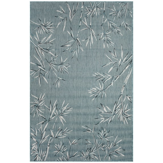 Liora Manne Carmel Bamboo Border Indoor Outdoor Area Rug Aqua