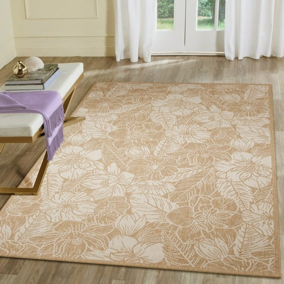 Liora Manne Carmel Botanical Area Rug Sand Indoor Outdoor 87% Polypropylene