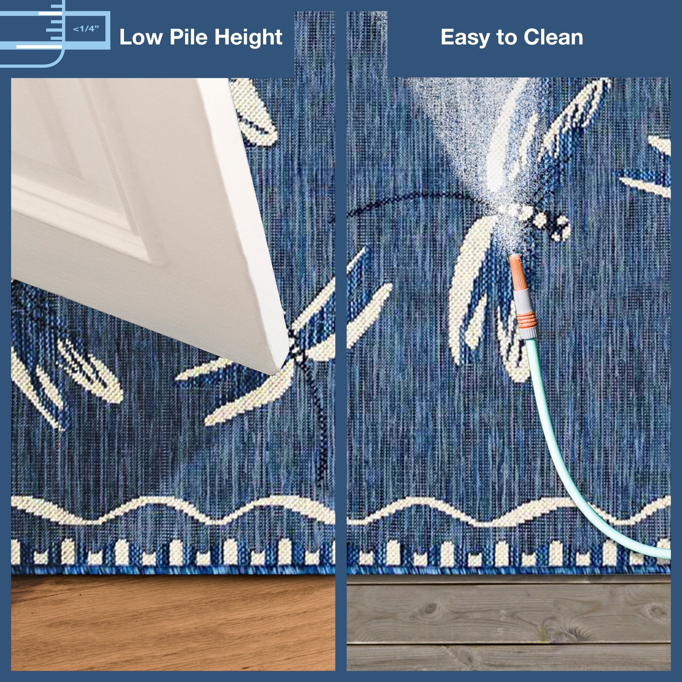 Liora Manne Carmel Dragonfly Indoor/Outdoor Rug Navy 1'11