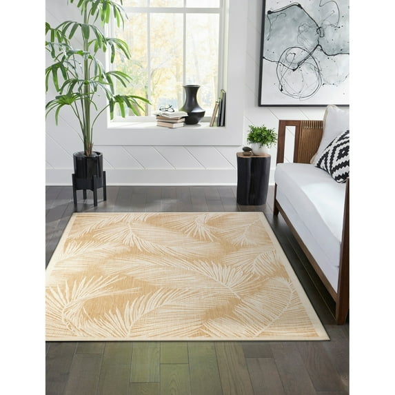 Liora Manne Carmel Fronds Area Rug Sand 100% Polypropylene Indoor Outdoor 5x8
