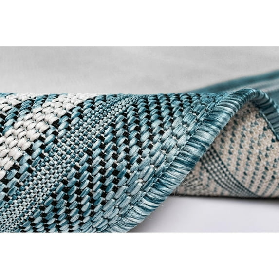 Liora Manne Carmel Multi Border Area Rug Aqua Indoor Outdoor 100% Polypropylene