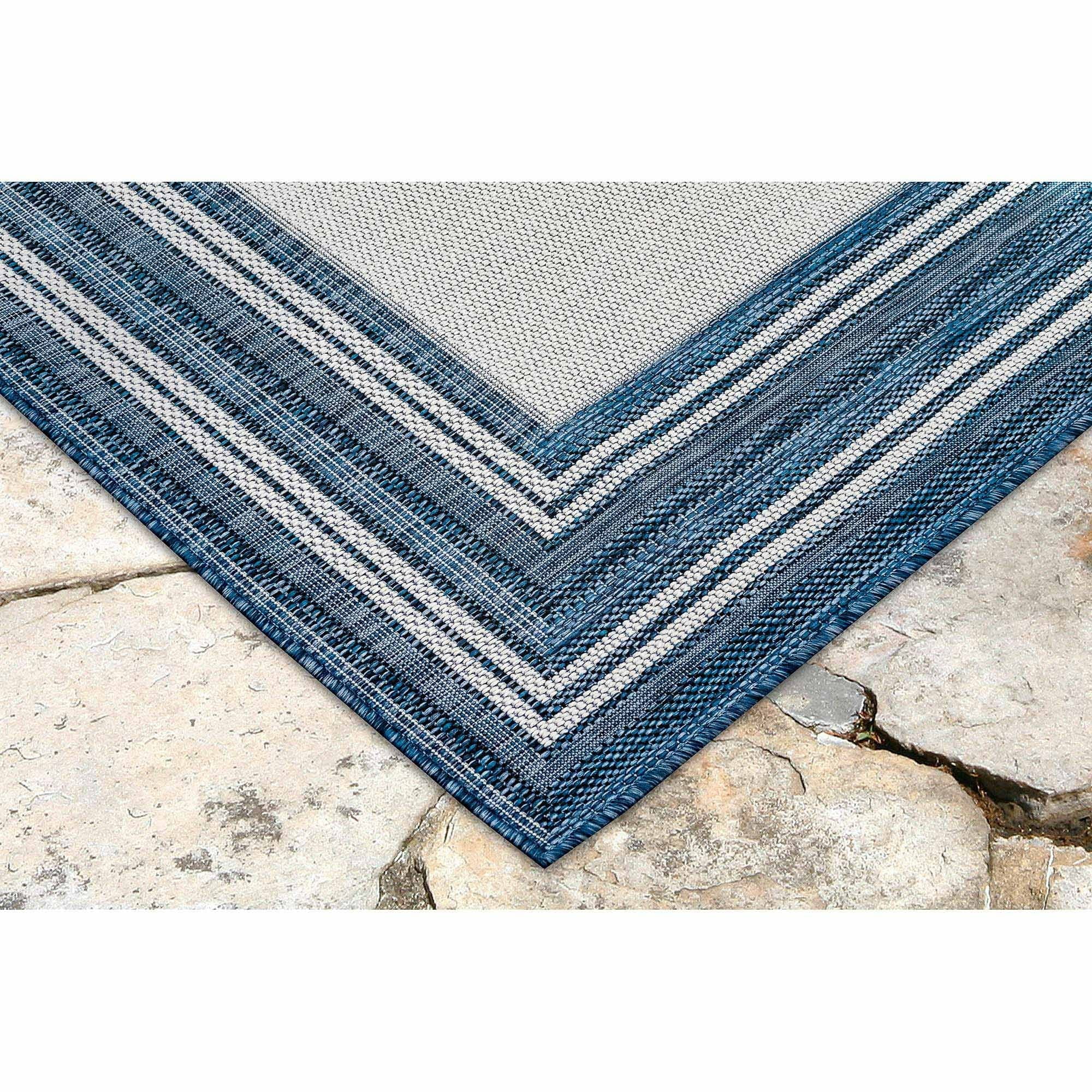 Carmel Navy Square Flatwoven Synthetic Area Rug, 7'10"