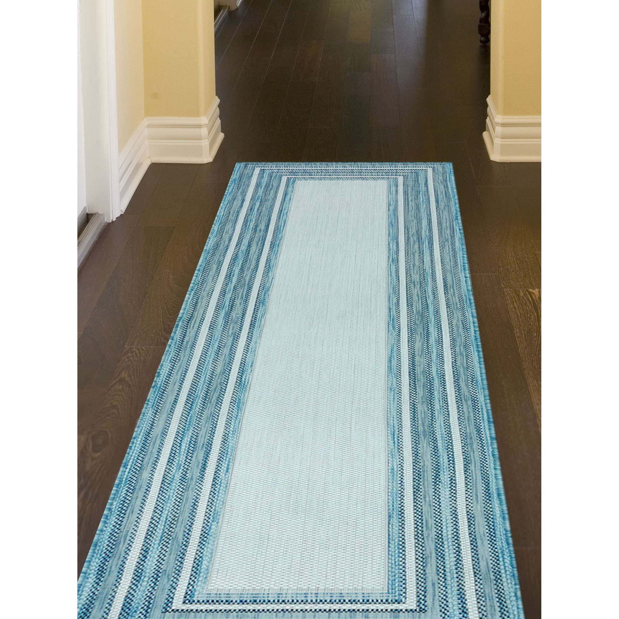 Liora Manne Carmel Multi Border Indoor/ Outdoor Area Rug Aqua 1'11