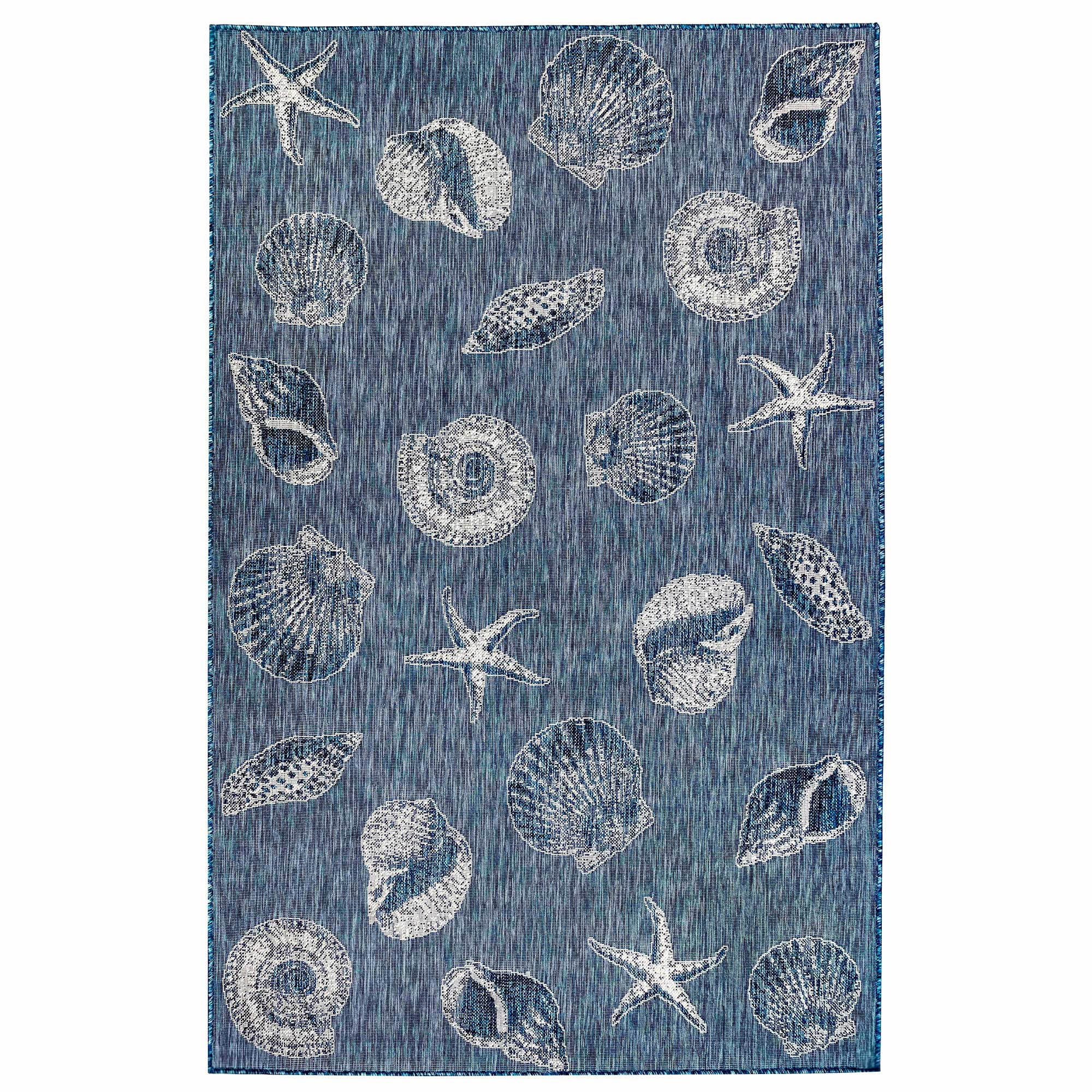 Shell Shaped Rug Extra Large CARMEL Indoor/Outdoor Power Loomed Synthetic Blend Low Profile Area Rug ...