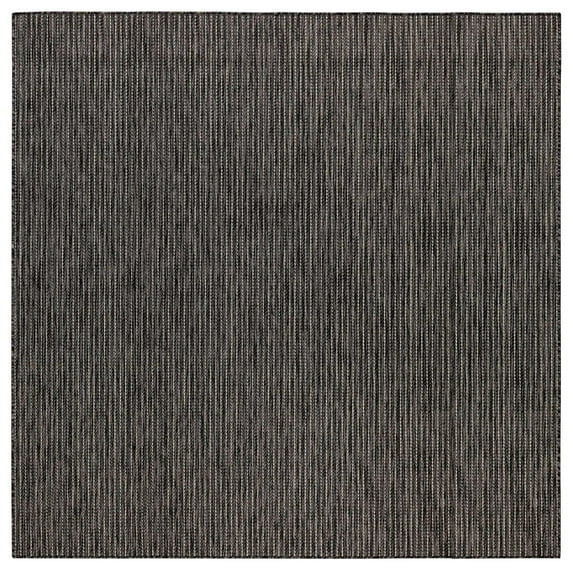 Liora Manne Carmel Textured Striped Indoor/ Outdoor Area Rug Black 7'10" Square Polypropylene 8' Round Living Room,Patio,Entryway Square