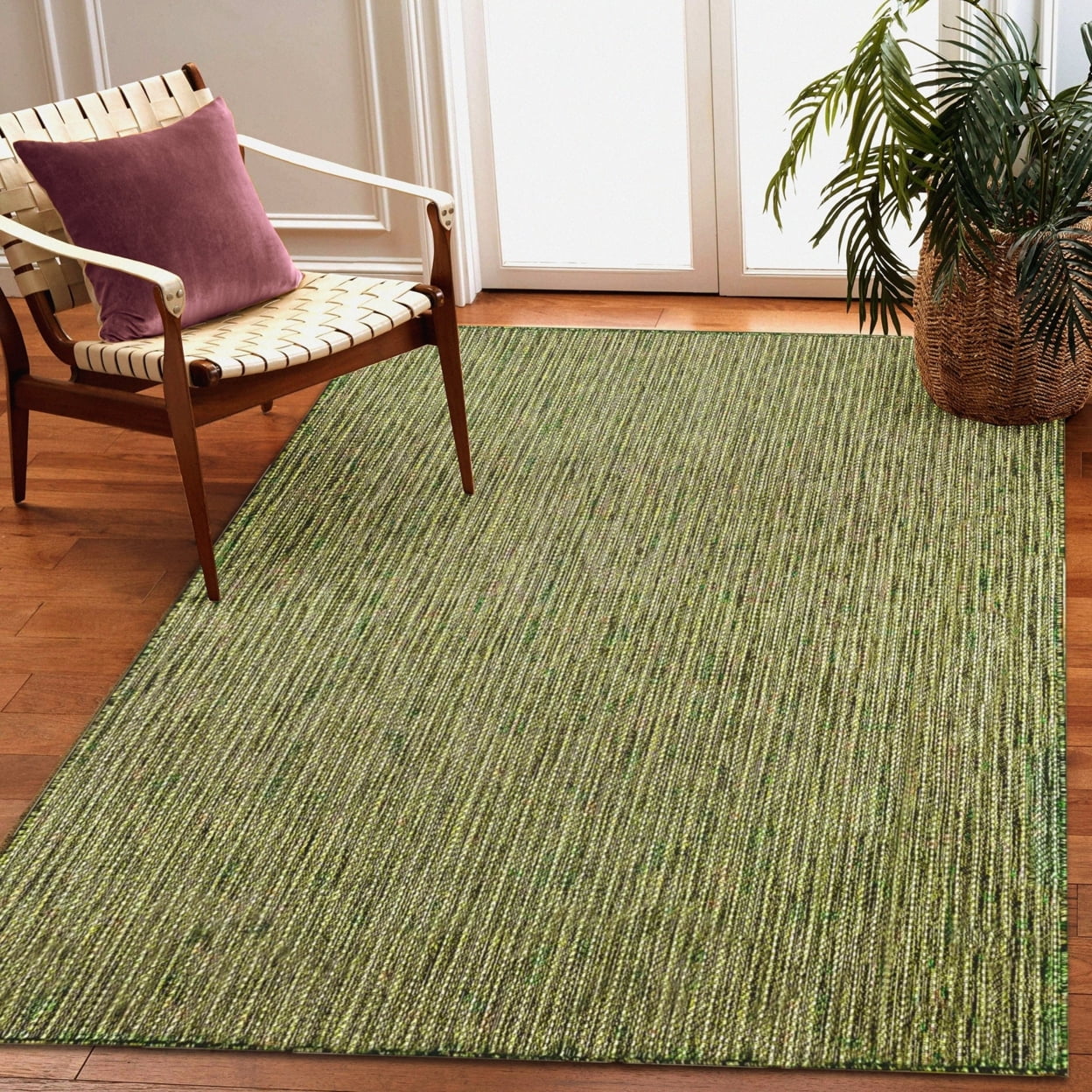 Liora Manne  Carmel Textured Striped Indoor/ Outdoor Area Rug Green 1'11" x 7'6" Runner Polypropylene 8' Runner Living Room,Patio,Entryway