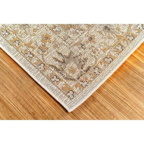 Liora Manne Carmel Vintage Floral Indoor/Outdoor Rug Sand 3'3" x 4'11" Polypropylene 3' x 5' Living Room,Patio,Dining Room Rectangle