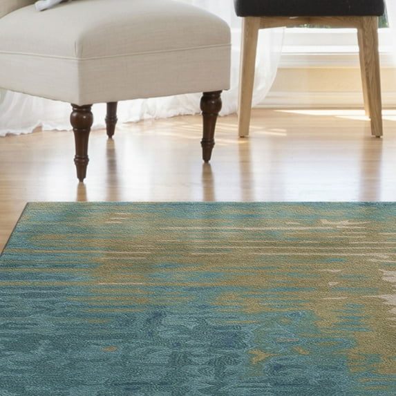 Liora Manne Corsica Reflection Indoor Area Rug 100% Wool Ocean 5x8 Feet