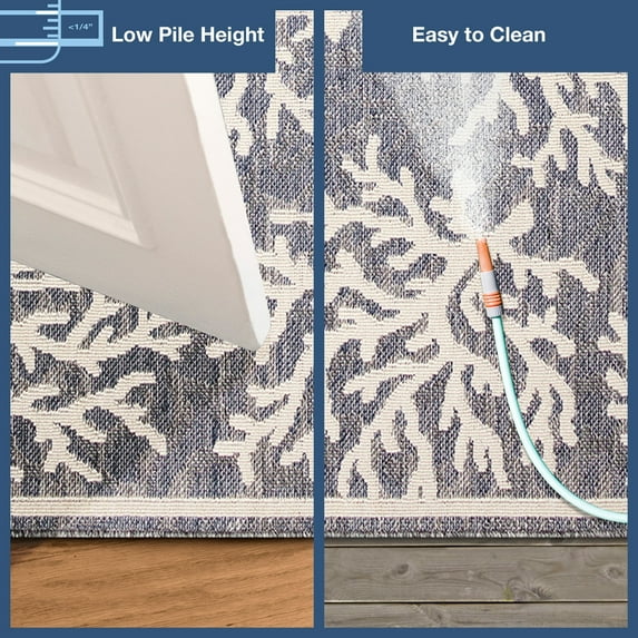 Liora Manne Cove Coral Area Rug Blue Indoor Outdoor 100% Polypropylene 5x8