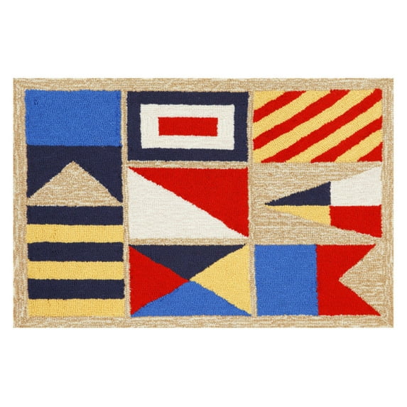 Liora Manne FTP23140312 Frontporch 1403-12 Signal Flags Natural 24 x 36 In. Area Rugs