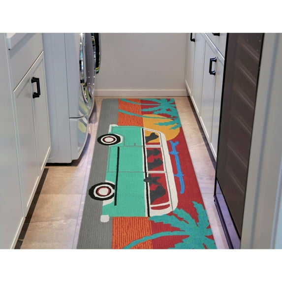 Liora Manne Frontporch Beach Trip Area Rug Turquoise Indoor Outdoor 5x7 ft