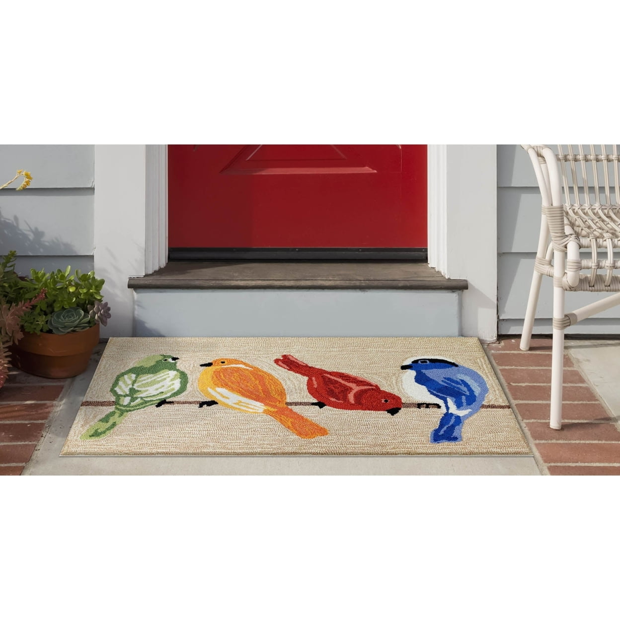 Bright Bird Rug Liora Manne Frontporch Birds Indoor Outdoor Area Rug Neutral - Walmart.com