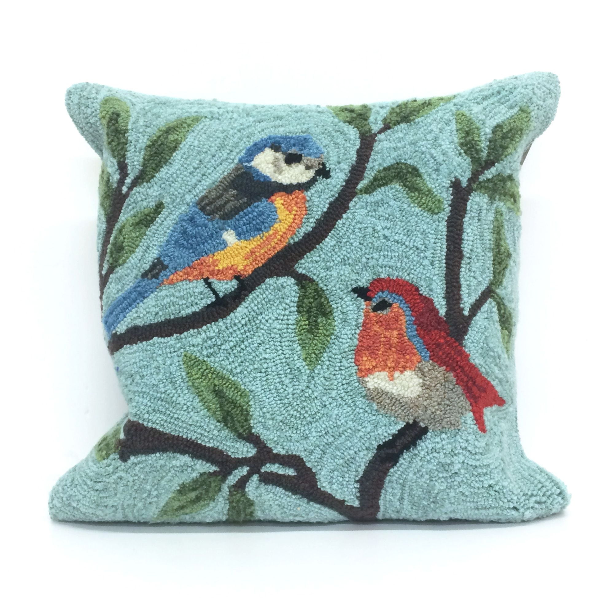 Liora Manne Frontporch Birds On Branches Indoor Outdoor Decorative Pillow Aqua