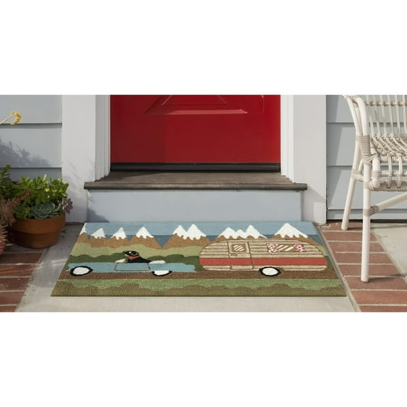 Liora Manne Frontporch Camping Dog Indoor Outdoor Area Rug Green