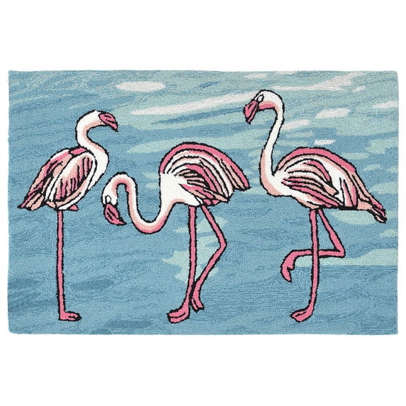 Liora Manne Frontporch Flamingo Blue Indoor/Outdoor Rug 24" x 36"