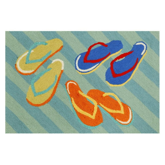 Liora Manne Frontporch Flip Flops Indoor Outdoor Area Rug Blue
