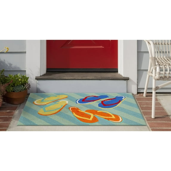 Liora Manne Frontporch Flip Flops Indoor Outdoor Area Rug Blue