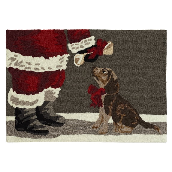 FrontPorch Indoor/Outdoor Hand Tufted Durable Area Rug - Transitional Pet animal Decorative (Good Dog Gray) (2' x 3')