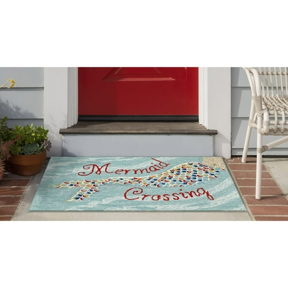 Liora Manne Frontporch Mermaid Crossing Indoor Outdoor Area Rug Water