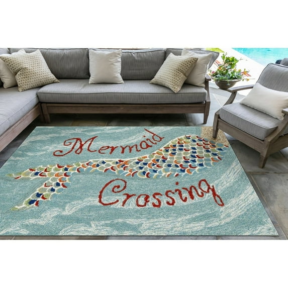 Liora Manne Frontporch Mermaid Crossing Indoor Outdoor Area Rug Water