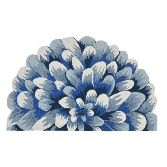 Liora Manne Frontporch Mum Indoor/Outdoor Mat Blue 30"X48" 1/2 RD 3' x 5' Novelty
