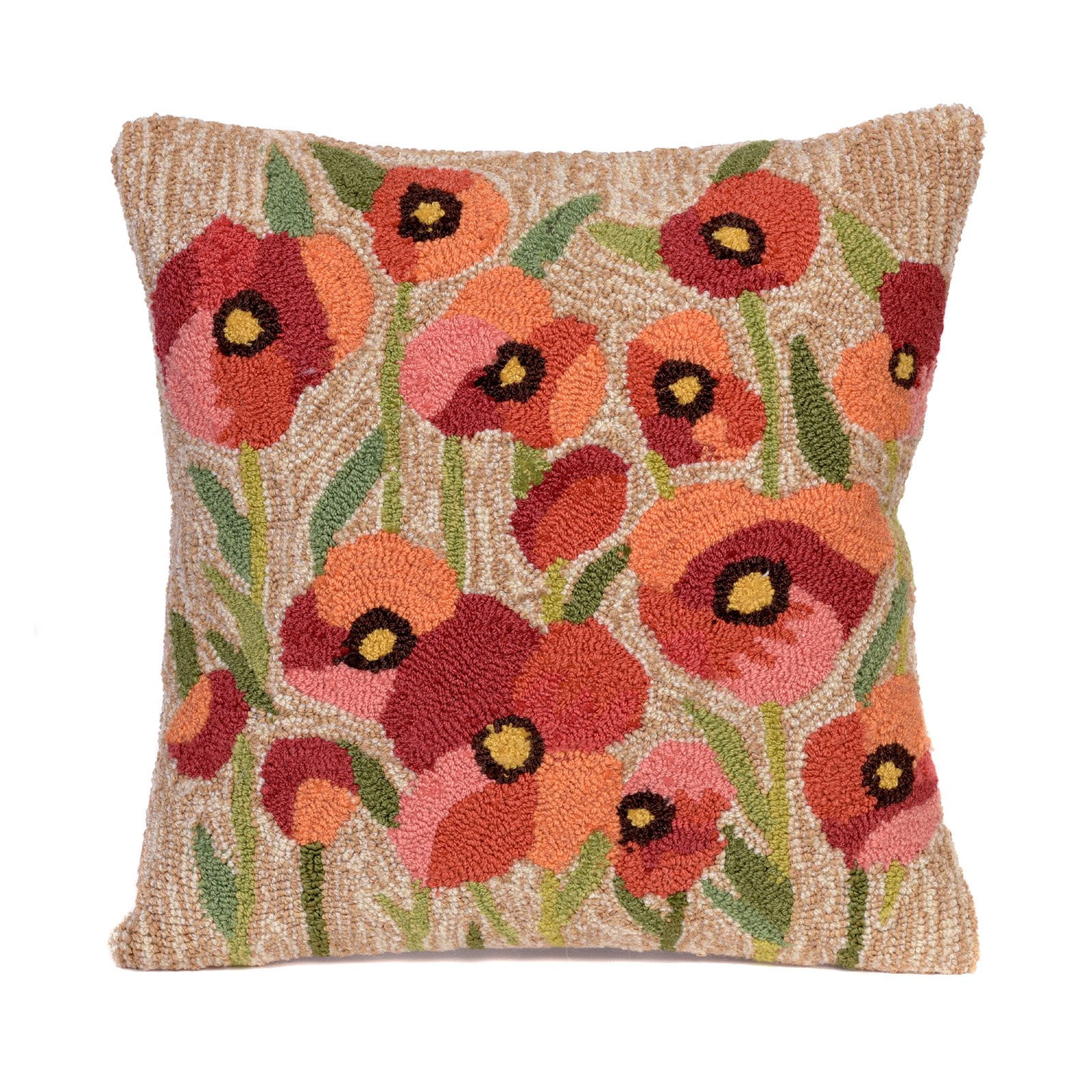 Liora Manne Frontporch Poppies Indoor Outdoor Decorative Pillow Neutral
