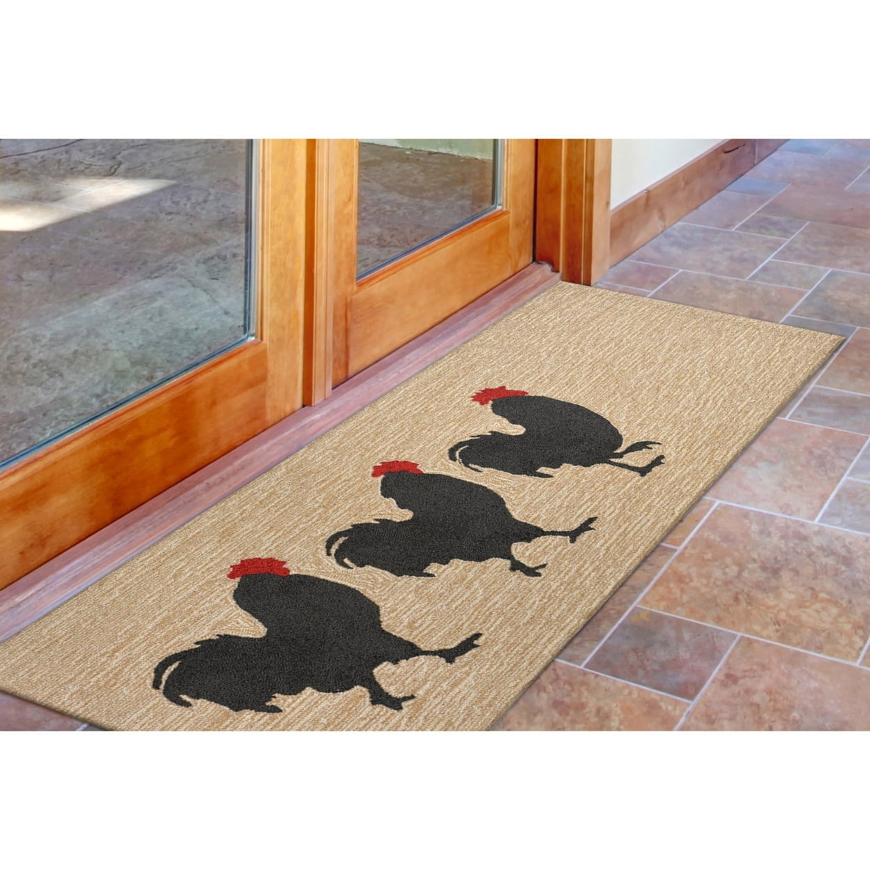 Liora Manne Frontporch Roosters Indoor Outdoor Area Rug Neutral