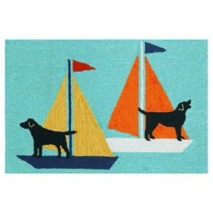 Liora Manne Frontporch Sailing Dog Indoor Outdoor Area Rug Blue