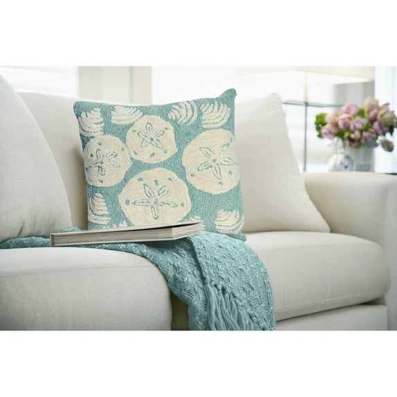 Liora Manne Frontporch Shell Toss Indoor Outdoor Decorative Pillow Aqua