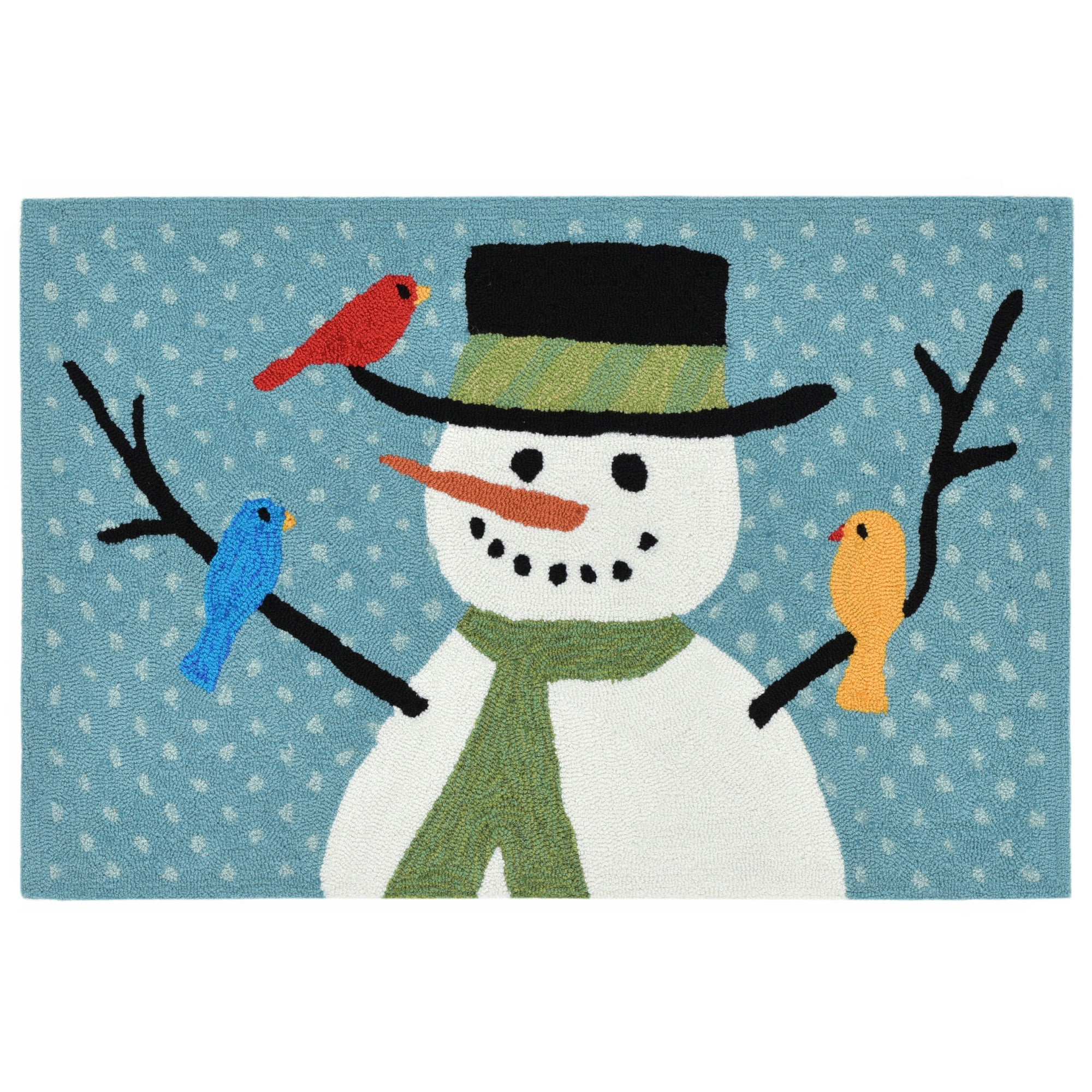 Liora Manne Frontporch Snowman And Friends Blue Rug 24" x 36"