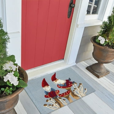 Liora Manne Frontporch Welcome Gnome Indoor Outdoor Rug Blue