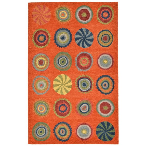 Liora Manne Inca Pop Circles Indoor Rug Orange 9'X12'